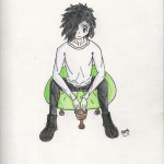 Ellie Rush - Hiro on a Green Chair - colored pencil, marker - 13