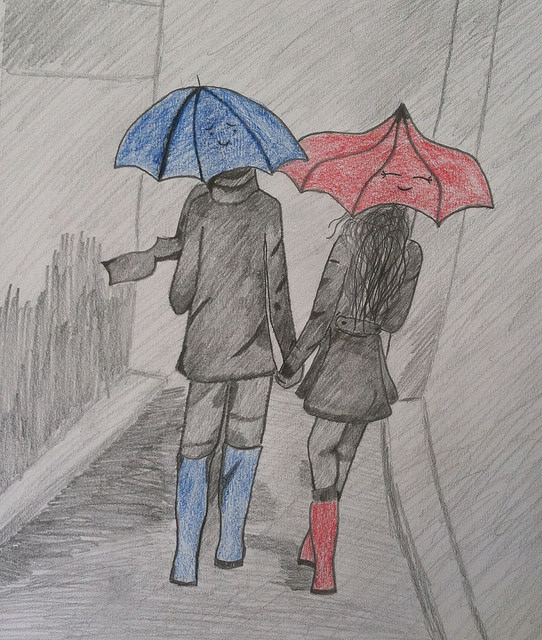 Tatum Cranford-The Blue Umbrella-pencil & crayon - 13