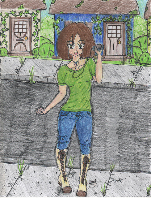 Ellie, 13, Cera, Colored pencil and inking pen